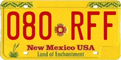 NM license plate 080RFF