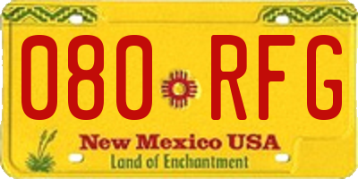 NM license plate 080RFG