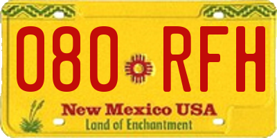 NM license plate 080RFH