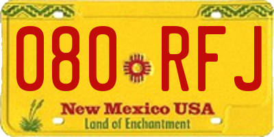 NM license plate 080RFJ