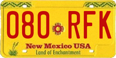NM license plate 080RFK
