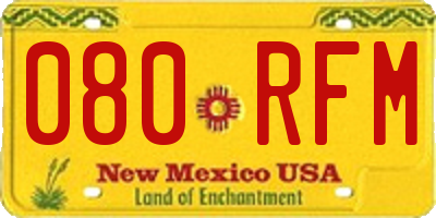 NM license plate 080RFM