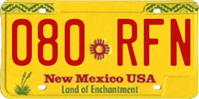 NM license plate 080RFN