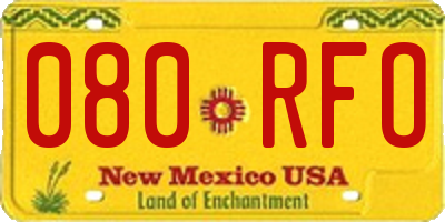 NM license plate 080RFO