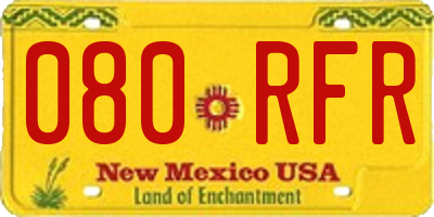 NM license plate 080RFR