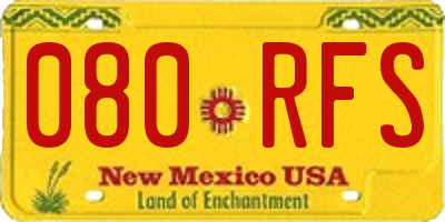 NM license plate 080RFS