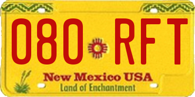 NM license plate 080RFT