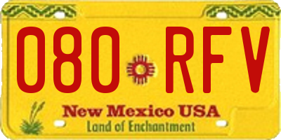 NM license plate 080RFV