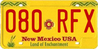 NM license plate 080RFX