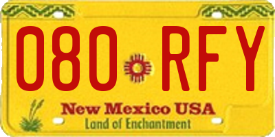 NM license plate 080RFY