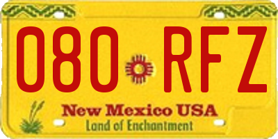 NM license plate 080RFZ