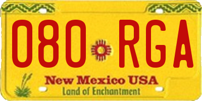 NM license plate 080RGA