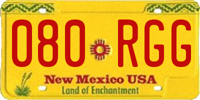 NM license plate 080RGG