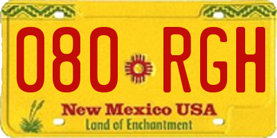 NM license plate 080RGH