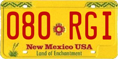 NM license plate 080RGI