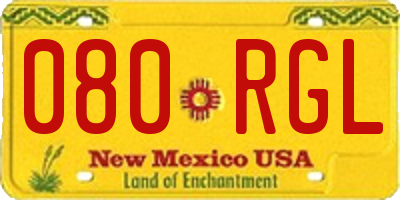 NM license plate 080RGL