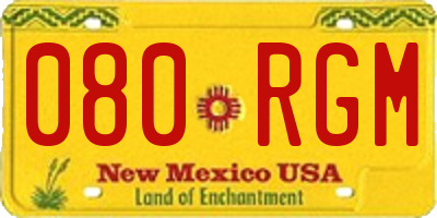 NM license plate 080RGM