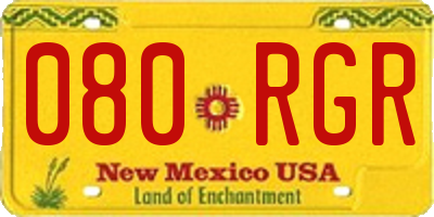 NM license plate 080RGR