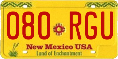 NM license plate 080RGU