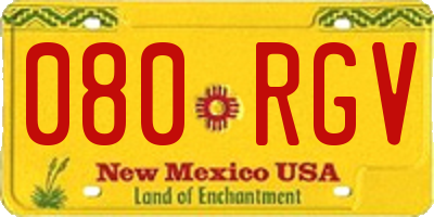 NM license plate 080RGV