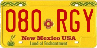 NM license plate 080RGY
