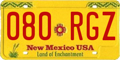 NM license plate 080RGZ