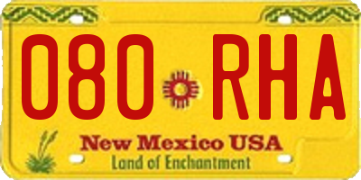 NM license plate 080RHA