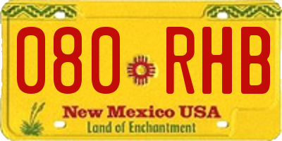NM license plate 080RHB