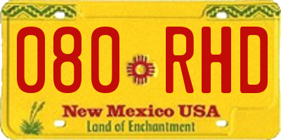 NM license plate 080RHD