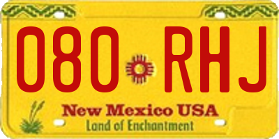 NM license plate 080RHJ
