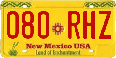NM license plate 080RHZ