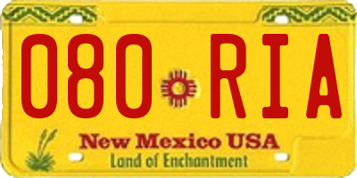 NM license plate 080RIA