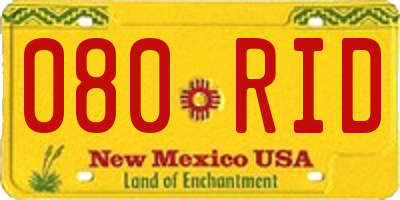 NM license plate 080RID