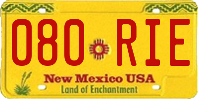 NM license plate 080RIE
