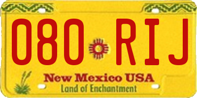 NM license plate 080RIJ