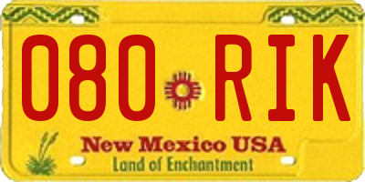 NM license plate 080RIK