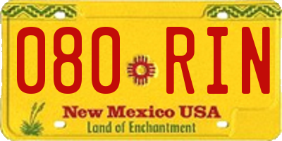 NM license plate 080RIN