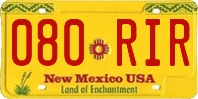 NM license plate 080RIR