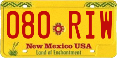 NM license plate 080RIW