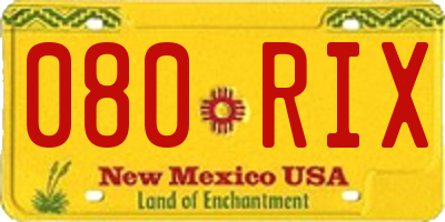 NM license plate 080RIX