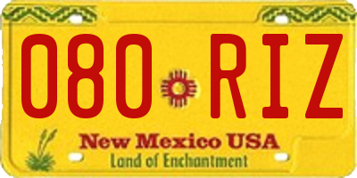 NM license plate 080RIZ