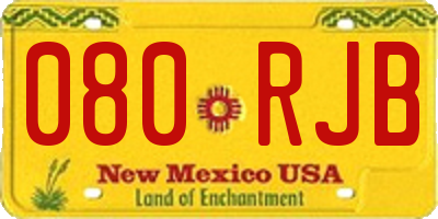 NM license plate 080RJB