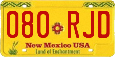 NM license plate 080RJD