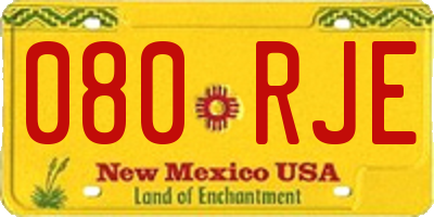 NM license plate 080RJE