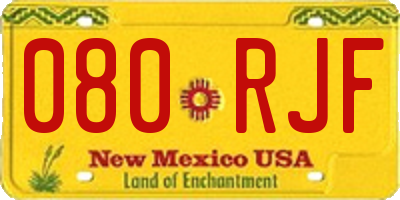 NM license plate 080RJF
