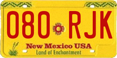 NM license plate 080RJK