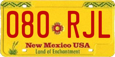 NM license plate 080RJL