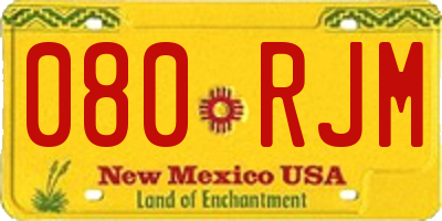 NM license plate 080RJM