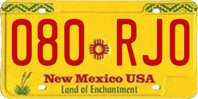 NM license plate 080RJO