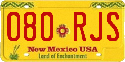 NM license plate 080RJS